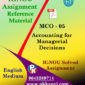 IGNOU MCO 5 ACCOUNTING FOR MANAGERIAL DECISIONS SOLVED ASSIGNMENT IN ENGLISH MEDIUM