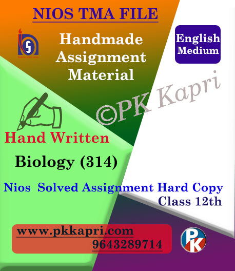 Nios Handwritten Solved Assignment Biology 314 English Medium