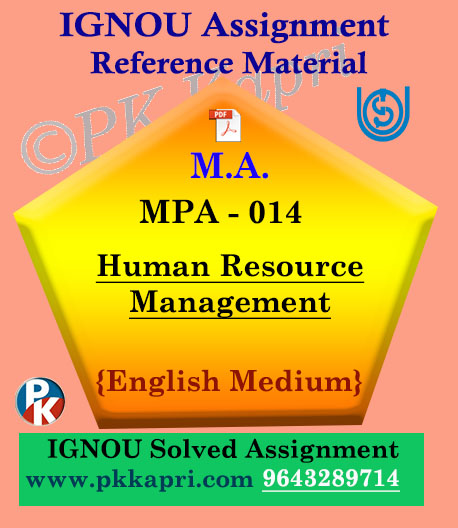 Ignou MPA-014 Human Resource Management Solved Assignment In English