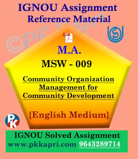 MSW-009 Community Organization Management For Community Development Ignou Solved Assignment in English