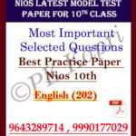 Latest Nios Model Test Paper (202) English For 10th Class in Pdf (Soft Copy) with Most Important Questions