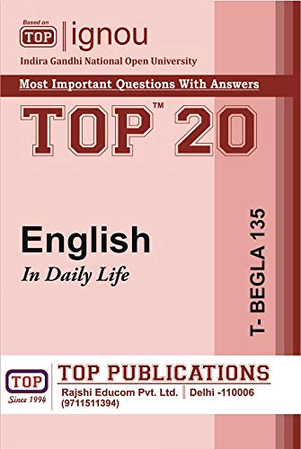 TOP IGNOU T-BEGLA-135 English in daily life - Most important questions with answers