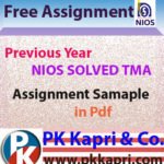 Free NIOS TMA Solved Assignment 12th Pdf