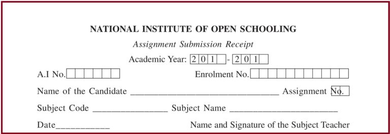 nios assignment submission receipt pdf