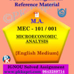 Ignou Solved Assignment- MA |MEC-101/001 MICROECONOMIC ANALYSIS English Medium