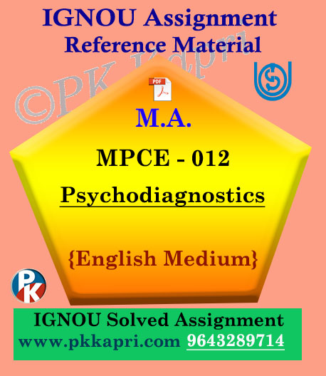 Psychodiagnostics (MPCE 012) Ignou Solved Assignment in English