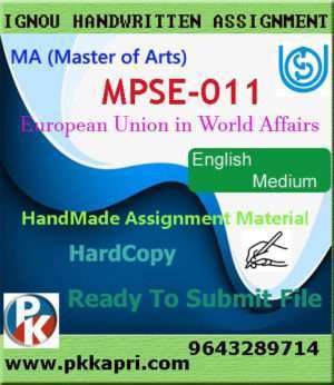 Ignou MPSE-011 European Union in World Affairs Handwritten Solved Assignment