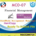 Ignou MCO-07 Financial Management Handwritten Solved Assignment