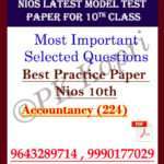 Latest Nios Model Test Paper (224) Accountancy For 10th Class in Pdf (Soft Copy) with Most Important Questions