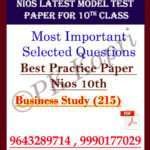 Latest Nios Model Test Paper (215) Business Studies For 10th Class in Pdf (Soft Copy) with Most Important Questions