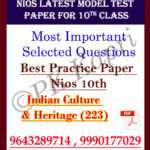 Latest Nios Model Test Paper (223) Indian Culture & Heritage For 10th Class in Pdf (Soft Copy) with Most Important Questions