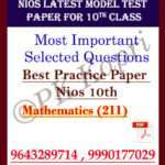 Latest Nios Model Test Paper (211) Mathematics For 10th Class in Pdf (Soft Copy) with Most Important Questions