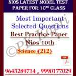 Latest Nios Model Test Paper (212) Science And Technology For 10th Class in Pdf (Soft Copy) with Most Important Questions