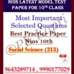 Latest Nios Model Test Paper (213) Social Science For 10th Class in Pdf (Soft Copy) with Most Important Questions