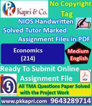 Nios Economics 214 Solved Handwritten Assignment Scanned Pdf English Medium
