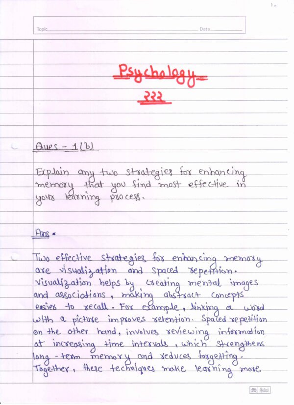 Nios Psychology 222 Solved Handwritten Assignment Scanned Pdf English Medium (NIOS TMA 2025-26)