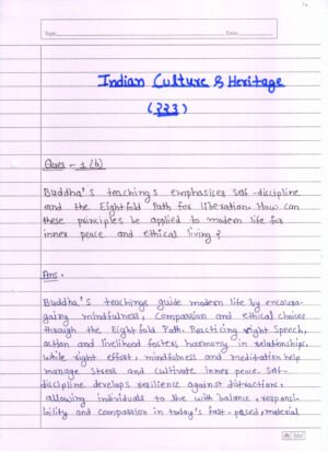 Nios Indian Culture & Heritage 223 Solved Handwritten Assignment Scanned Pdf English Medium (NIOS TMA 2025-26)