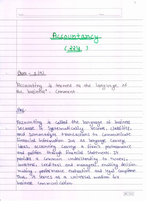 Nios Accountancy 224 Solved Handwritten Assignment Scanned Pdf English Medium (NIOS TMA 2025-26)