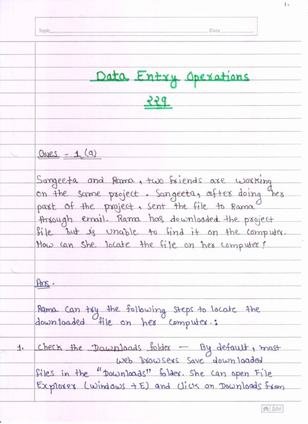 Nios Data Entry Operations 229 Solved Handwritten Assignment Scanned Pdf English Medium (NIOS TMA 2025-26)