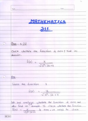 Nios Mathematics 311 Solved Handwritten Assignment Scanned Pdf English Medium (NIOS TMA 2026)