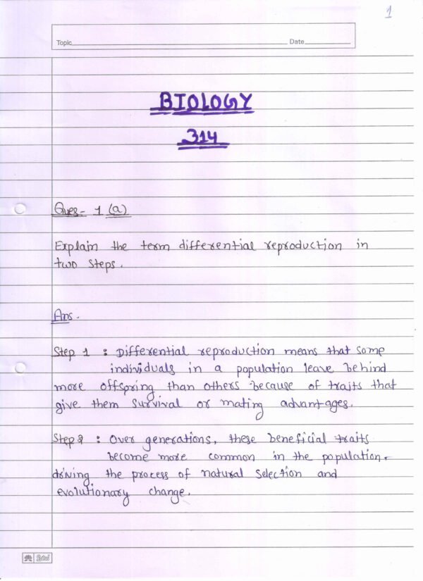 Nios Biology 314 Solved Handwritten Assignment Scanned Pdf English Medium (NIOS TMA 2026)