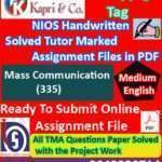 Nios Mass Communication 335 Solved Handwritten Assignment Scanned Pdf English Medium