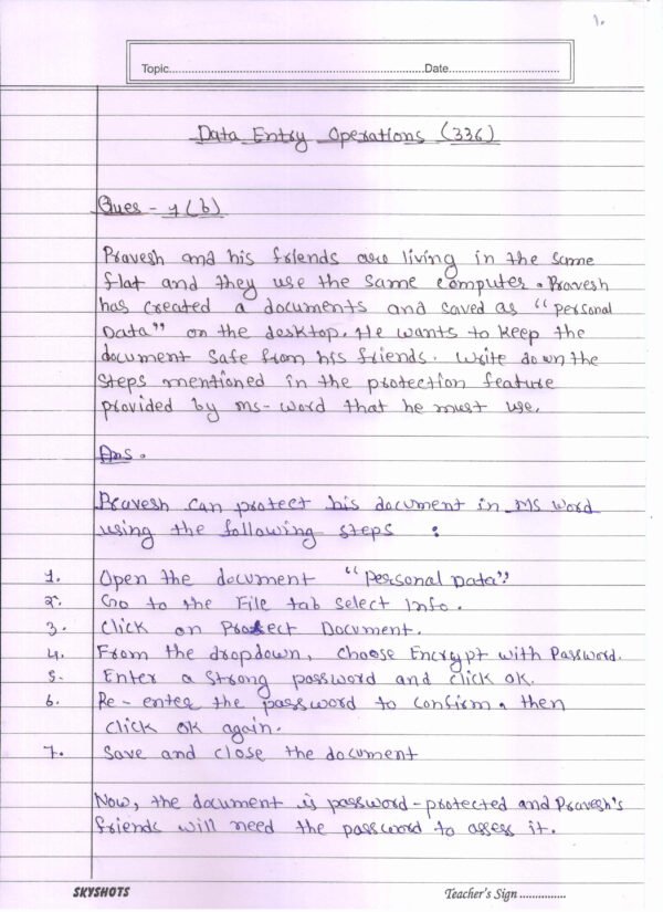 Nios Data Entry Operations 336 Solved Handwritten Assignment Scanned Pdf English Medium NIOS TMA 2025