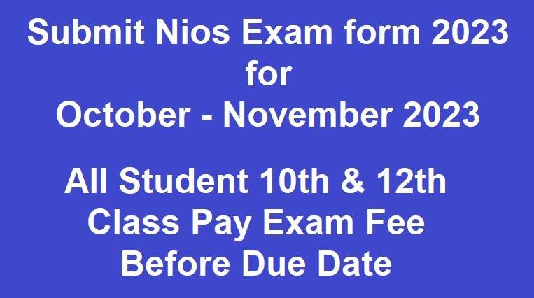 What is the exam fees of NIOS October 2023