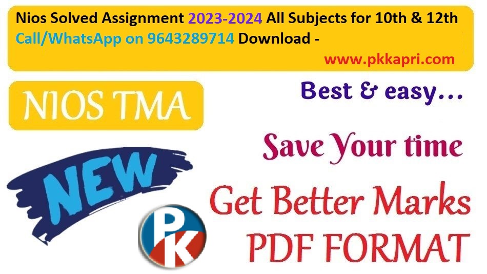 Nios Solved Assignment Handwritten Scanned Copy 2024 Ready to Sybmit