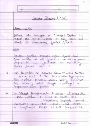 Nios Gender Studies 340 Solved Handwritten Assignment Scanned Pdf English Medium