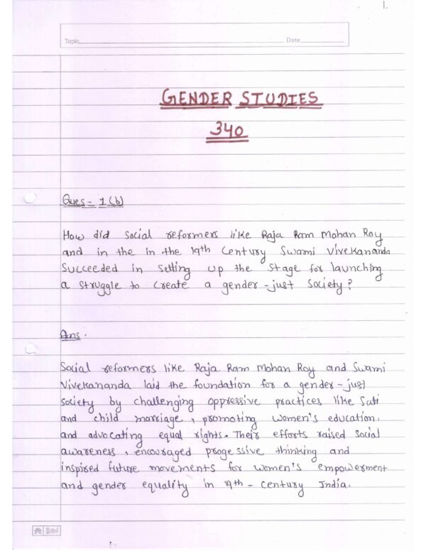 Nios Gender Studies 340 Solved Handwritten Assignment Scanned Pdf English Medium (NIOS TMA 2026)