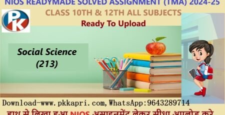 Nios Class 10 Social Science 213 Solved Tma Handwritten Assignment File