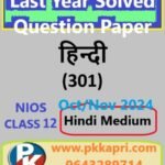 Hindi 301 Nios Solved Question Paper November 2024 Class 12