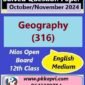 Nios Geography (316) Solved Question Paper November 2024 Exam Class 12