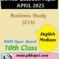 Nios Class 10 Business Studies (215) Solved Paper April 2025