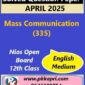 Nios Class 12 Mass Communication Solved Question Paper April 2025 Examination