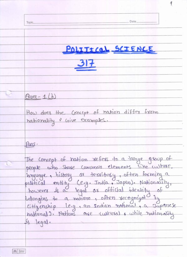 Nios Political Science 317 Solved Handwritten Assignment Scanned Pdf English Medium (NIOS TMA 2026)