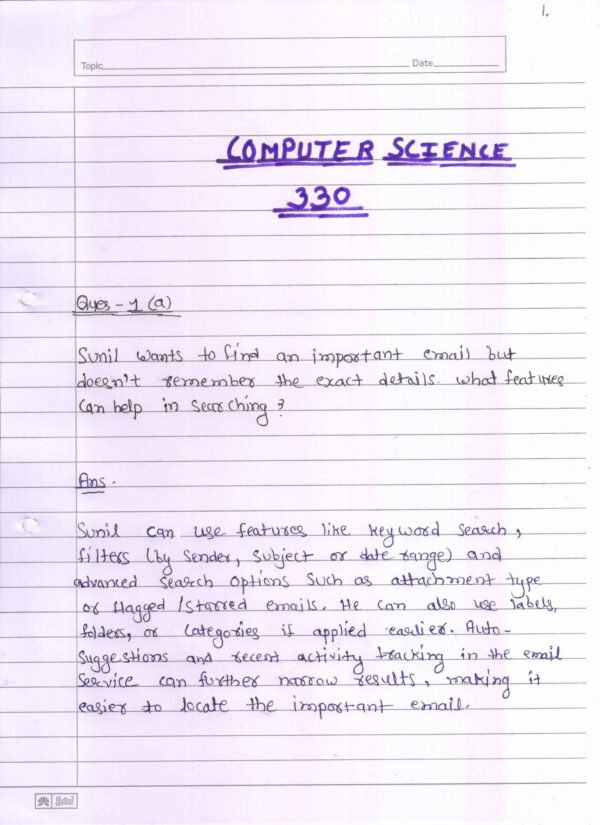 Nios Computer Science 330 Solved Handwritten Assignment Scanned Pdf English Medium (NIOS TMA 2026)