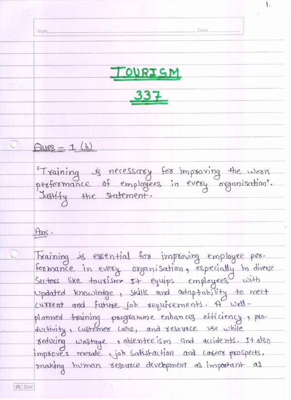 Nios Tourism 337 Solved Handwritten Assignment Scanned Pdf English Medium (NIOS TMA 2026)