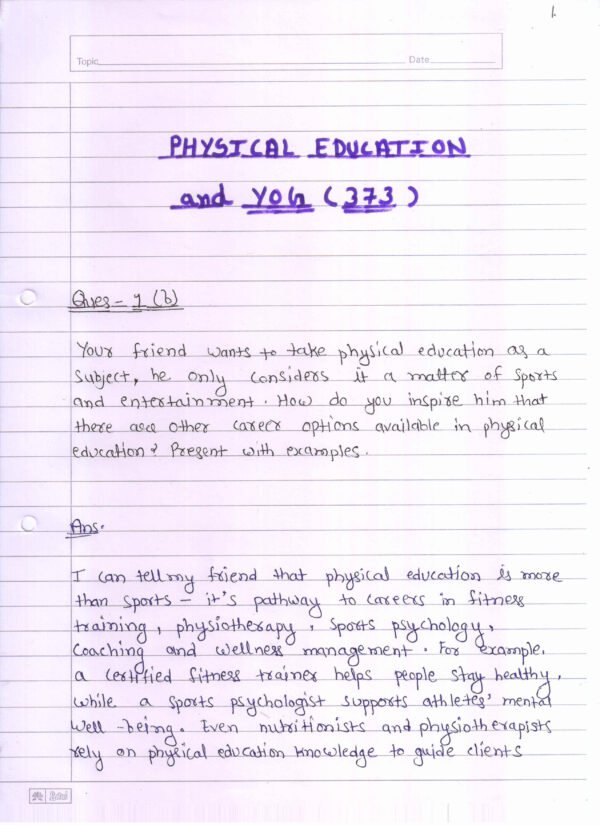 Nios Physical Education And Yog 373 Solved Handwritten Assignment Scanned Pdf English Medium (NIOS TMA 2026