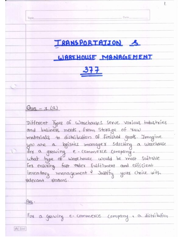 Nios Transportation And Warehouse Management 377 Solved Handwritten Assignment Scanned Pdf English Medium (NIOS TMA 2026)