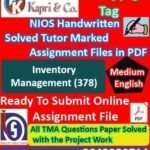 Nios Inventory Management 378 Solved Handwritten Assignment Scanned Pdf English Medium (NIOS TMA 2026)