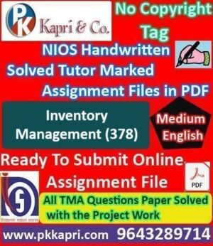 Nios Inventory Management 378 Solved Handwritten Assignment Scanned Pdf English Medium (NIOS TMA 2026)