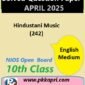 Nios Class 10 Hindustani Music (242) Solved Paper April Exam 2025