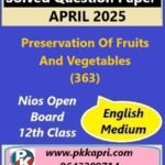 Nios Class 12 Preservation of Fruits And Vegetables (363) Solved Question Paper April 2025 Examination