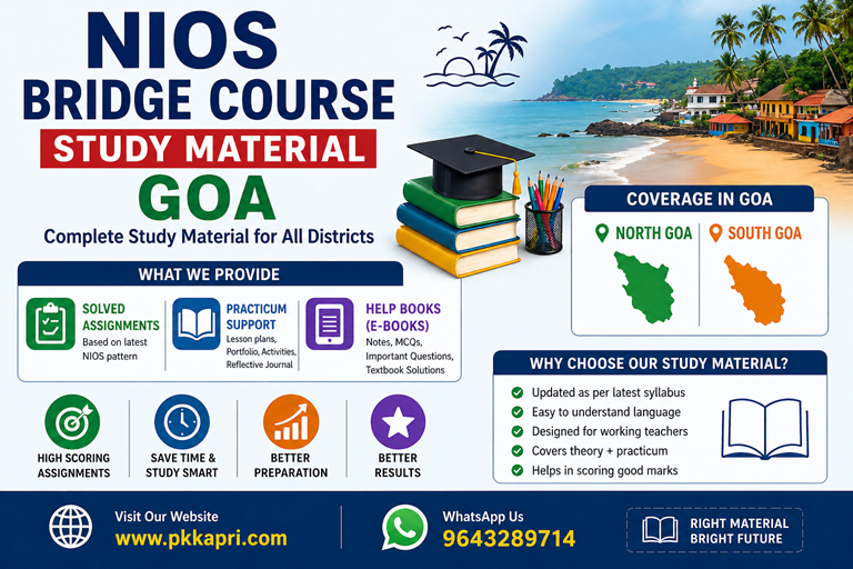 NIOS Bridge Course Study Material Goa  Solved Assignments All Districts