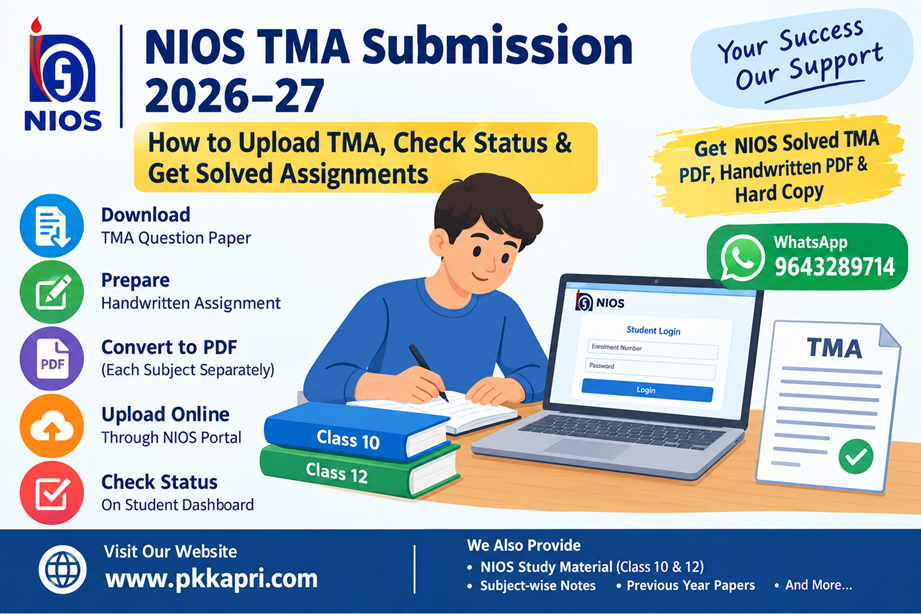 NIOS TMA Submission 2026-27 How to Upload TMA Last Date & Check Status